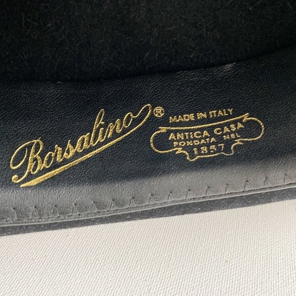 Vintage Borsalino Black Wool Mens's Fedora Hat Davide I 53cm - Picture 7 of 9
